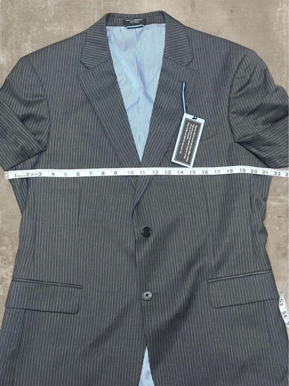 Tommy Hilfiger Men’s Gray Pinstripe Wool Suit 36x32 Blazer Jacket Set NWT